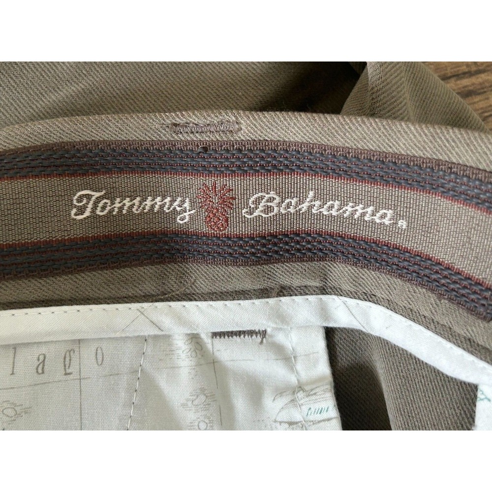 Tommy Bahama‎ Chino Pants Mens 36 Olive Green Silk Blend Straight Leg Pockets - Picture 6 of 11